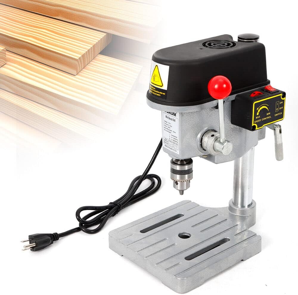 110V AC 340W Mini Table Electric Drill Press Portable Bench Drill Chuck Wood Drilling Machine Adjustable Speed 1mm-10mm