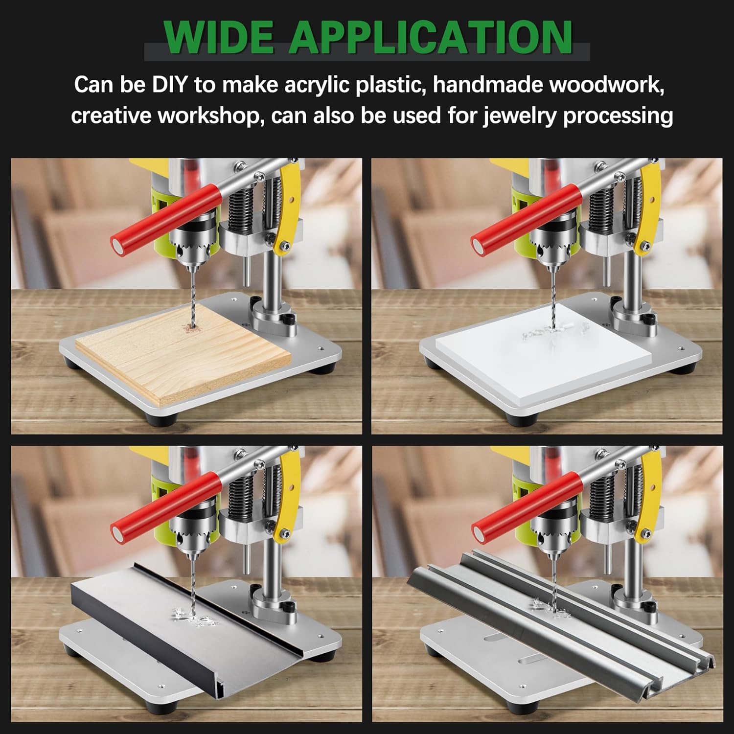 Mini Drill Press, Benchtop Drill Press Adapter for Hand Drill, CNC Small Drill Press 7-Speed Portable Precision Drilling Machine B10 Chuck for DIY Jewelry Metal Wooden Acrylic