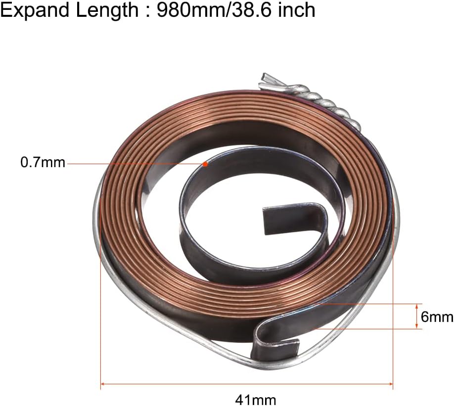 uxcell Drill Press Return Spring, Quill Spring Feed Return Coil Spring Assembly, 3.2Ft Long, 41 x 6 x 0.7mm